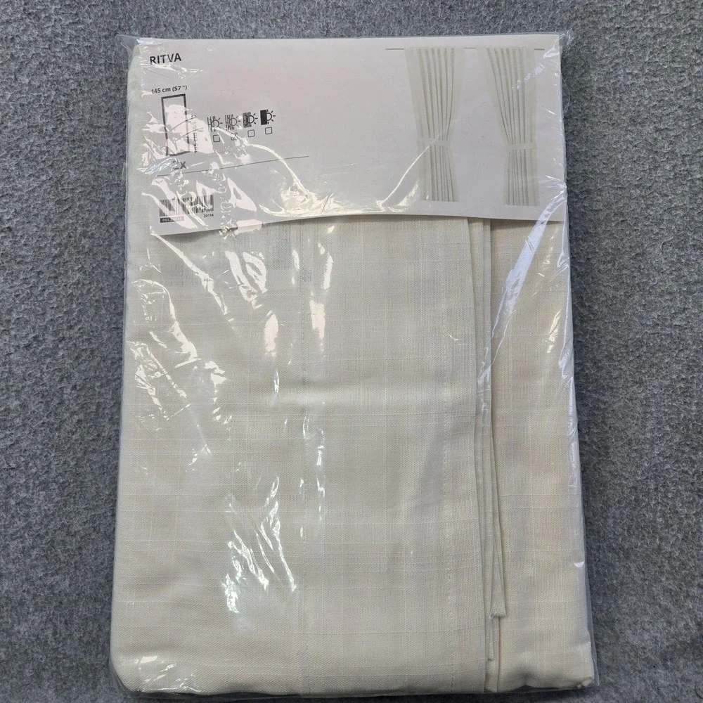 RITVA Curtains Beige Made To Measure Pinch Pleat 145x165 Cm 2-Pack 100% Cotton